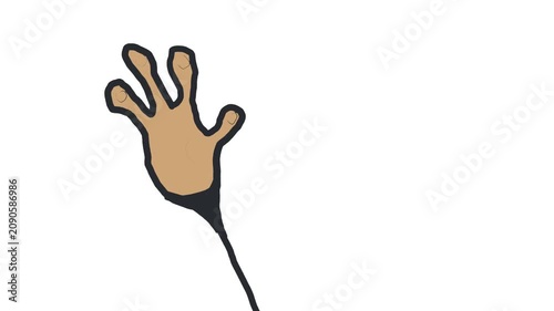 On the screen, a cartoon hand of an animal or a person swings back and forth in an arc.