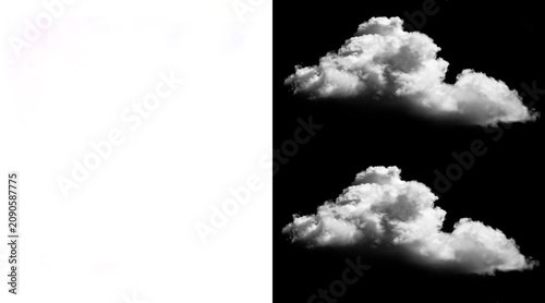 Photos Fluffy white cumulus cloud isolated on black background, realistic atmospheric c