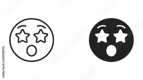 Fotografía Starry-Eyed Expression: Two expressive emoticons with star-shaped eyes and open mouths convey astonishment, wonder, or being starstruck