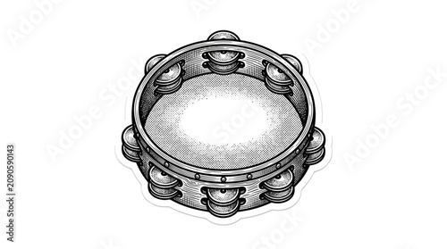 Fotografie Detailed illustration of a tambourine instrument.
