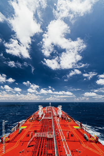 Large oil tanker sailing on open sea