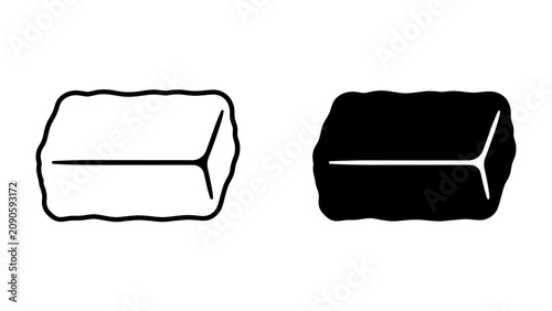Фотография Two Icons of Butter: A side-by-side comparison of a line art outline and a solid silhouette of a butter block, representing versatility in design and application