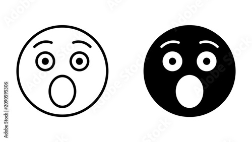 Canvastavla Surprised Emoji Faces: A graphic representation of two emoji faces, one outlined and one filled black, both expressing shock and surprise with wide eyes and open mouths