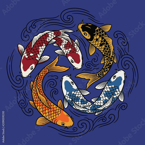 Koi Fish Circle Swirl Pattern