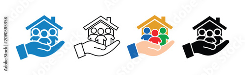 Schilderij op canvas Public welfare multiple icon set, community support symbol