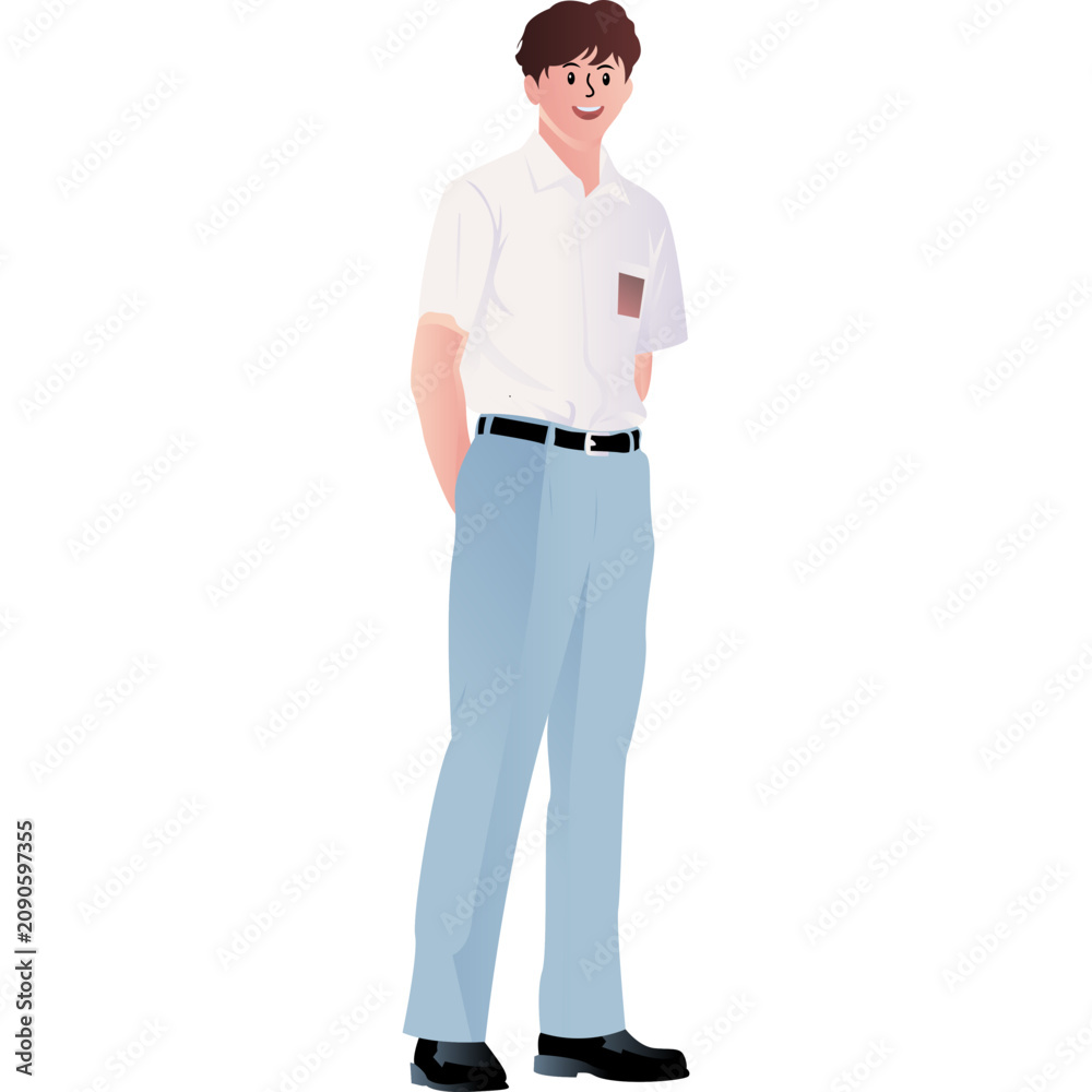 Fototapeta premium Indonesian Senior High School Uniform Illustration
