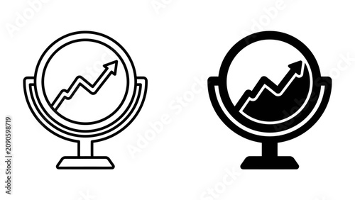 Foto Mirror of Growth: A stylized illustration depicts a mirror reflecting an upward trending graph, symbolizing progress and future potential in business or finance