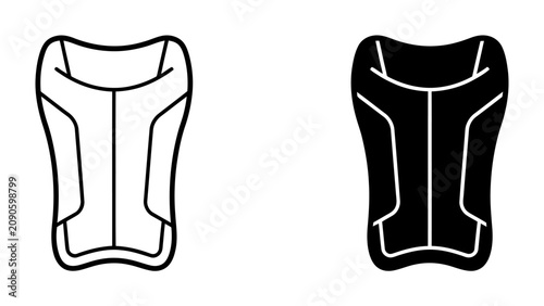 Принти на полотні Soccer Shin Guard Icon: A minimalist illustration depicting a soccer shin guard in both outline and solid black form, representing protective athletic gear
