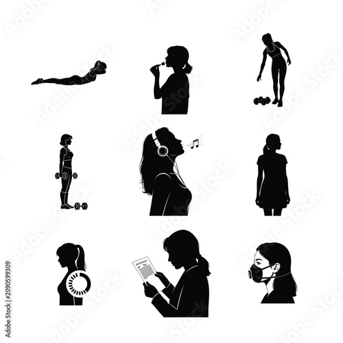 Social Networking Silhouettes Phone Communication People Interaction Connect