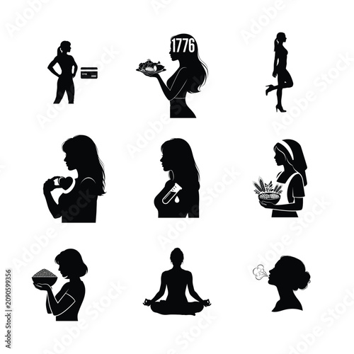 Spiritual Women Silhouettes Prayer Zen Meditation Peace Mindfulness