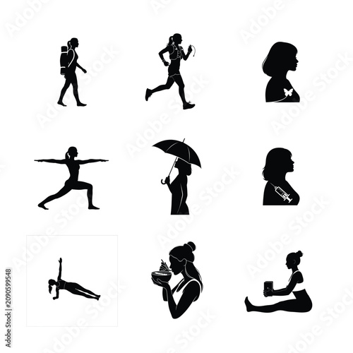 Women Martial Arts Karate Umbrella Walk Yoga Stretching Poses