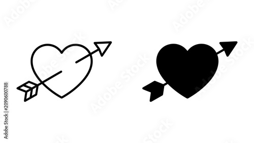 Photography Heart pierced by an Arrow: A classic symbol of love, featuring a heart silhouette pierced by an arrow, representing romance and affection