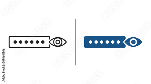 Two password field icons with eye symbols for showing or hiding text.