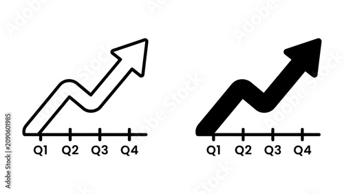 Growth Chart Icons: Two icons depicting a line graph showing upward trend over four quarters, representing business growth and progress.