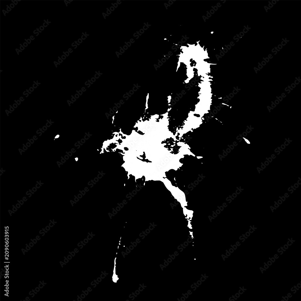 Obraz premium Grunge birds droppings black and white. Flat blots style vector illustration. Map. Abstract paint drop. 