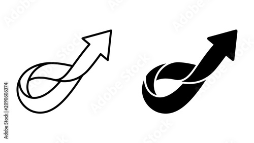 Upward Arrow Knot: A stylized arrow forms a knot, symbolizing challenge, growth, and progress. This graphic represents overcoming obstacles and moving forward.