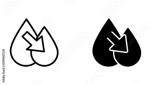 Water droplet icon with downward arrow