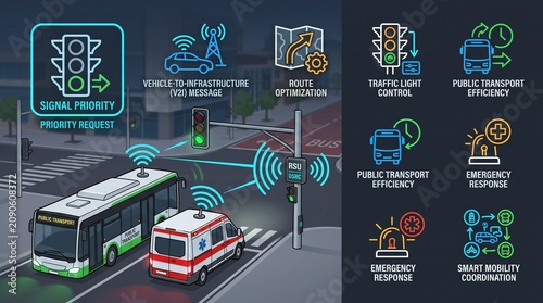 Smart City Vehicle to Infrastructure Communication and Traffic Signal Priority