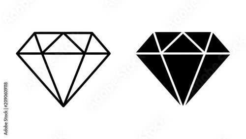 Two Diamond Icons: A graphic representation of a diamond, shown in both outline and solid black, symbolizing value and clarity.
