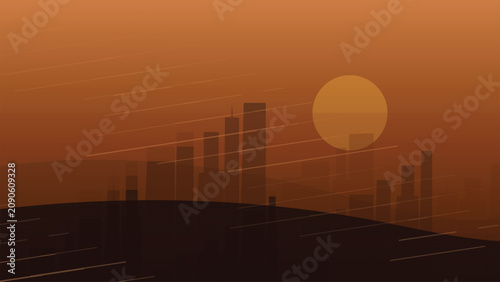 Futuristic Mars Colony Desert City Minimalist Flat Digital Art Background for Sci-Fi Space Exploration Concept and Cinematic Environment Design