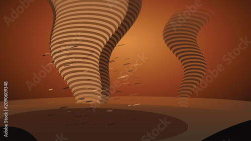 Powerful Desert Sandstorm Tornado Illustration for Extreme Weather Background and Environmental Disaster Concept Design