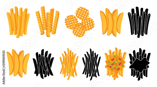 Canvastavla Professional vector collection featuring different crispy french fries variation
