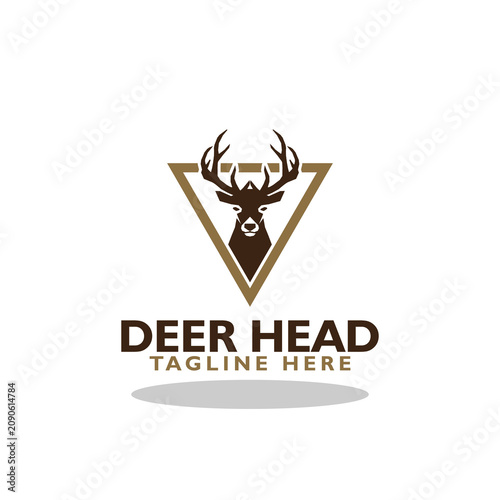 Deer head logo icon with shadow