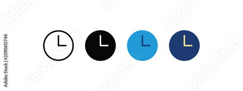 Vector Clock Time Icon Set, Watch Countdown Reminder Button for Mobile Web Application UI UX