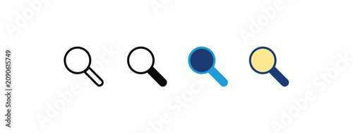 Vector Magnifying Glass Search Icon Set, Find Discovery Button for Mobile Application UI UX