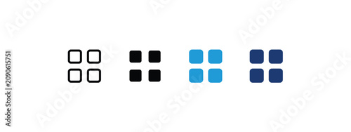 Vector Grid Category Layout Icon Set, Menu Dashboard Button for Mobile Web Application UI UX