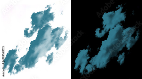 Photos Blue storm clouds isolated on white and black background, moody atmospheric smok