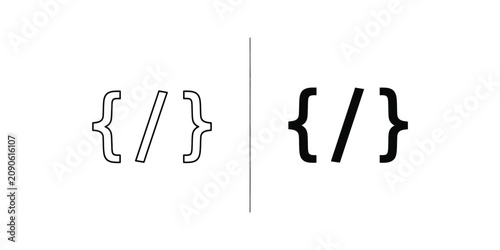 Konstfotografi Minimalist coding syntax brackets and slash symbols set featuring outline and so