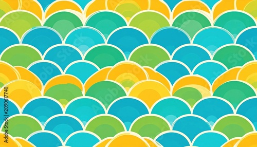 Light green and yellow wave pattern background.