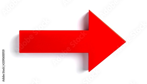 A vibrant, three-dimensional red indicator pointing to the right against a clean white background. It's a simple, striking image