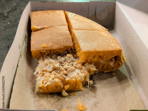 Cuadro en lienzo Indonesian sweet martabak pancake in a delivery box