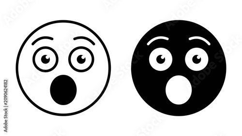 Fotografie Surprised Faces: Two emoji faces, one in outline and one filled, convey a sense of shock and amazement with wide eyes and open mouths