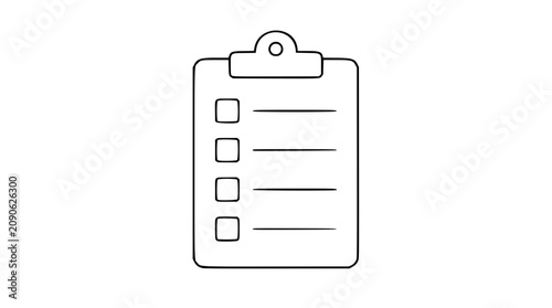 Photos Minimalist clipboard checklist vector icon with blank checkboxes and ruled lines