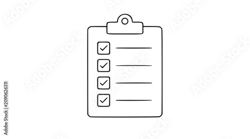 Obraz na plátně Checked clipboard checklist vector icon with ticked boxes and writing lines, cle