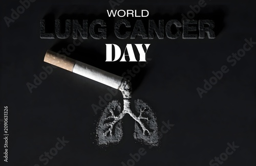 World lung cancer day awareness symbol with burning cigarette and lungs