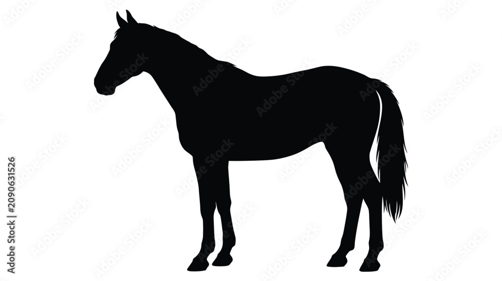 Obraz premium Horse Silhouette Against A White Background Black And White Silhouette