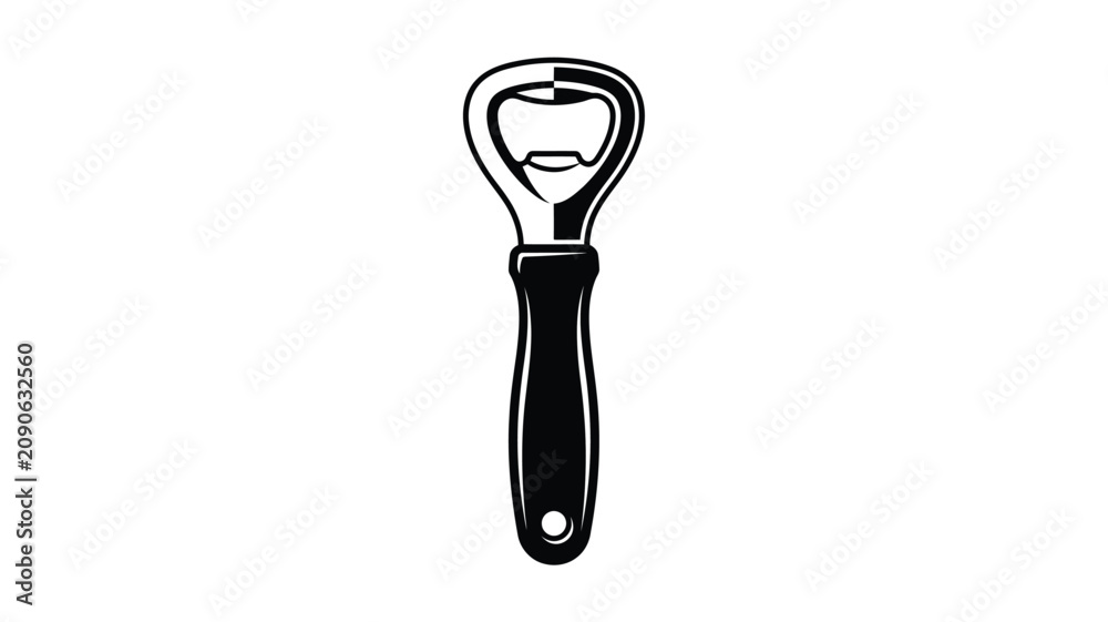 Fototapeta premium Bottle opener silhouette against a white background