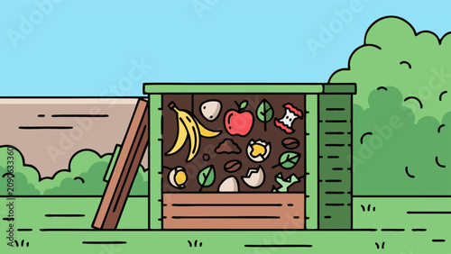 Canvastavla Composting Organic Waste in a Garden Bin Promoting Eco Friendly Sustainable Livi