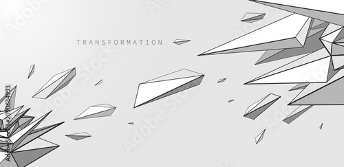 Photos Structural transformation of fragmented forms into a coherent system, expressing process, balance, logic, and the evolution of complex integrated structure