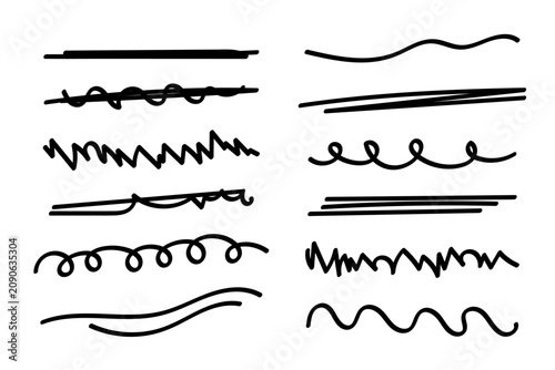 Fotografie Line marker set, hand drawn accentuation brush stroke accents