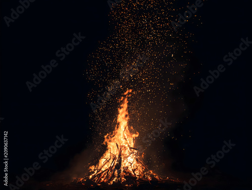 Bonfire Burning in the Night