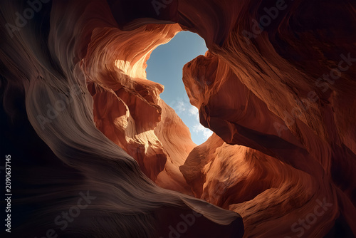Slot Canyon with Sandstone Walls in Arizona