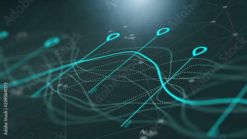 Obraz na płótnie Chart shows stock exchange trading data trends with various points and lines dis