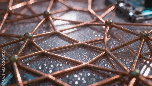 Abstract macro shot of a copper or metal mesh structure