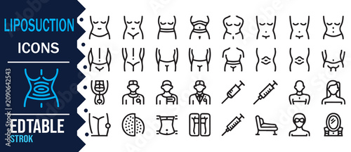Body Sculpting and Fat Reduction Line Icon Collection