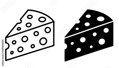 Fotografie Minimalist cheese icon in outline and silhouette design